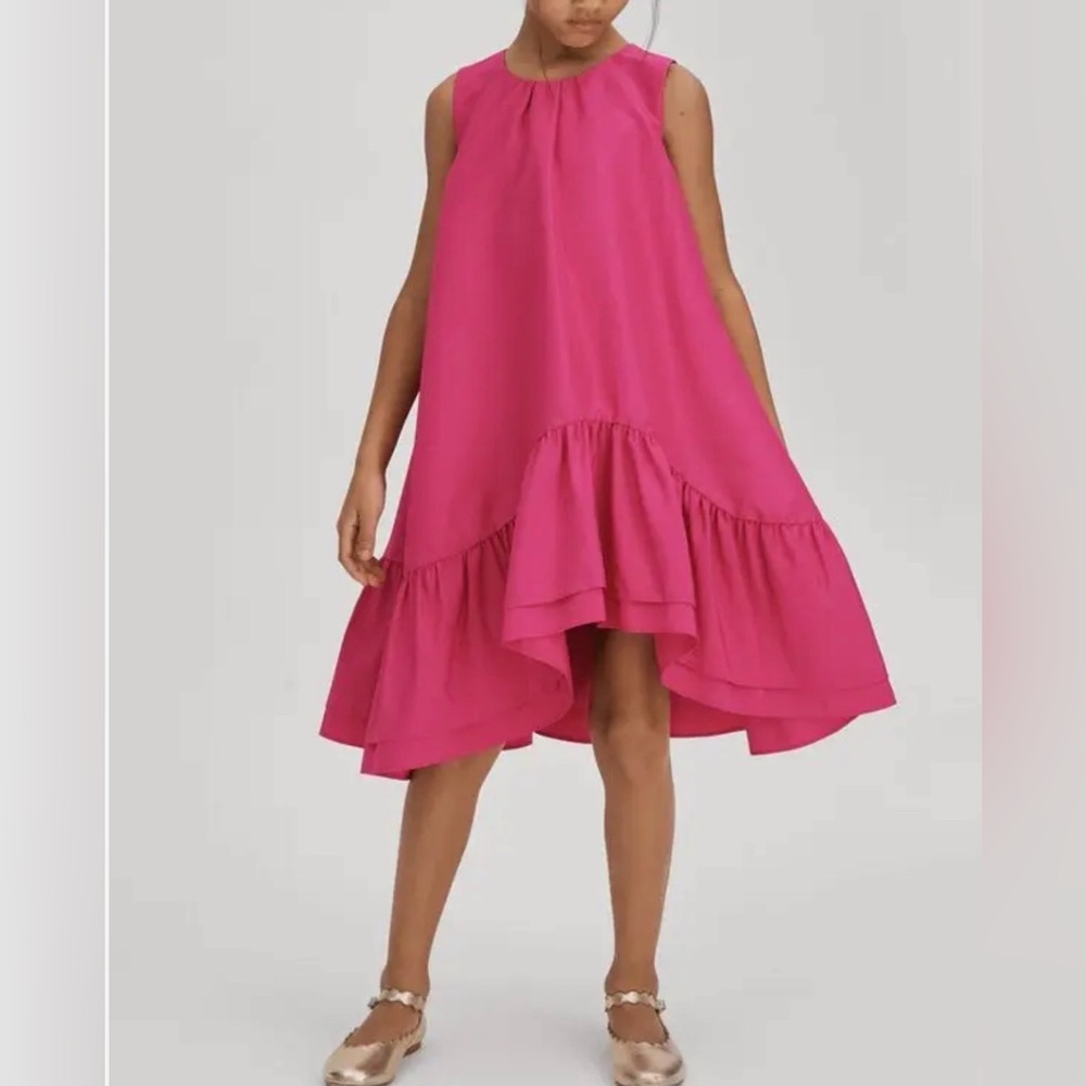 Reiss whimsy, romantic, formal, flowing ruffle Hot Pink Girls' Dress size 6-7